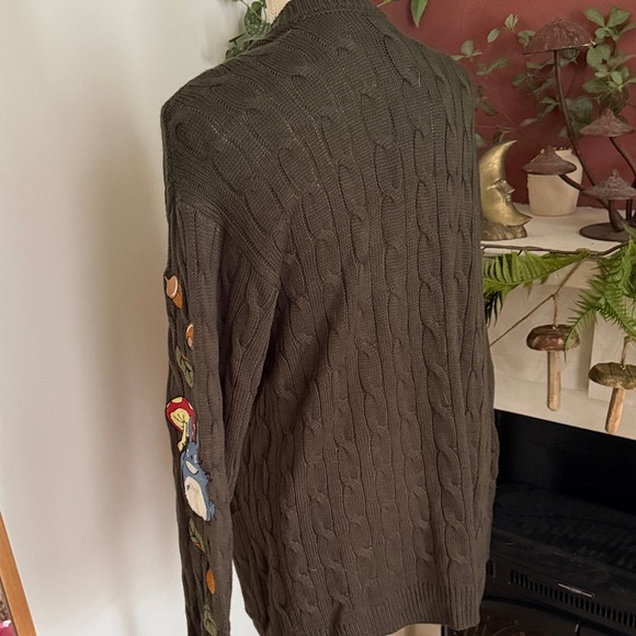Olive green Totoro hot topic Cardigan with Cute Patches - Picture 5 of 6